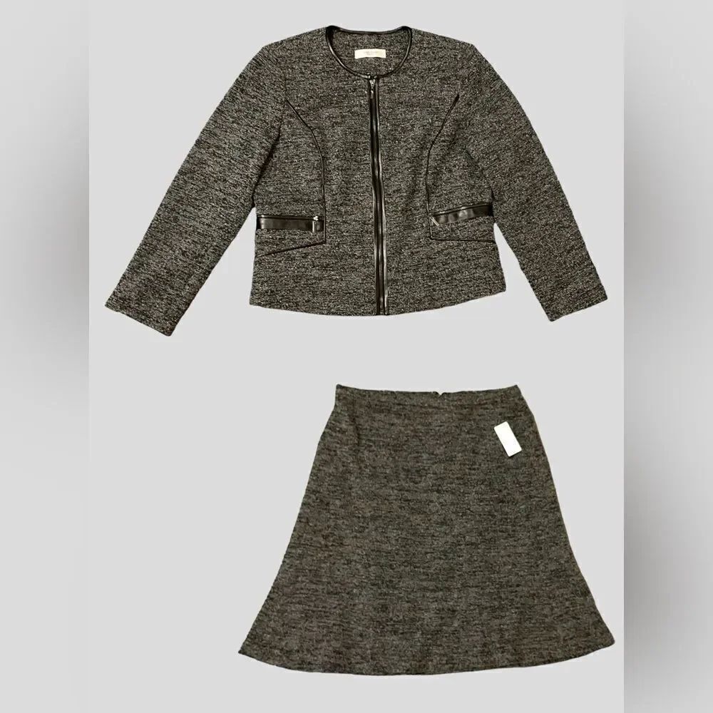 Dress Barn Women's Front Zipper Crew Neck Jacket Set